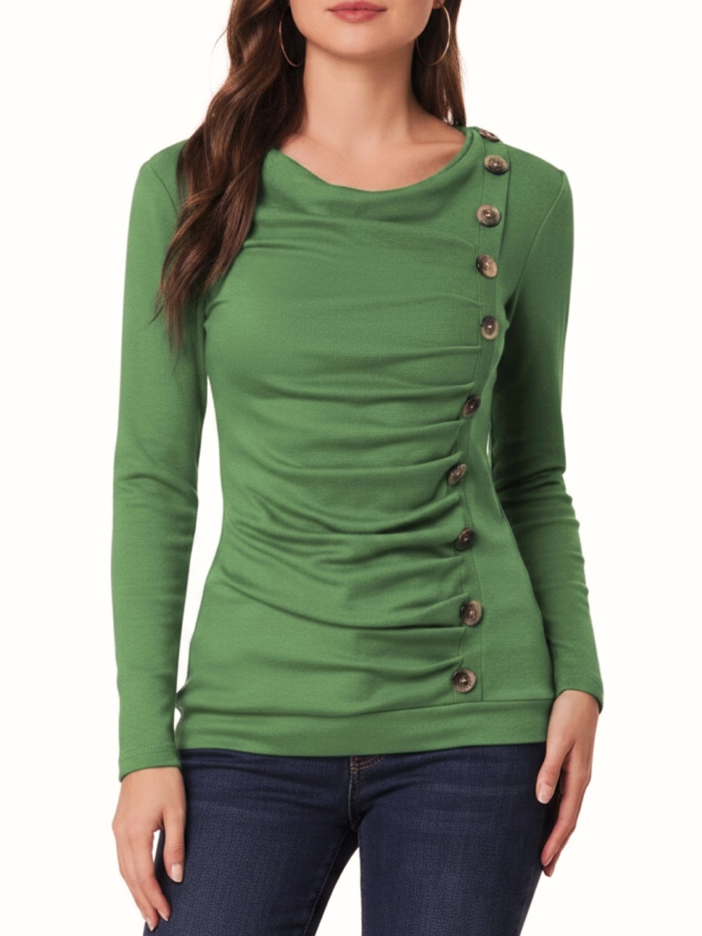 Soft Cotton Blend Button-Accent Top • NWT • 22" p2p, 31" length